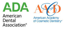 Side logo for the American Academy of Cosmetic Dentistry and ADA